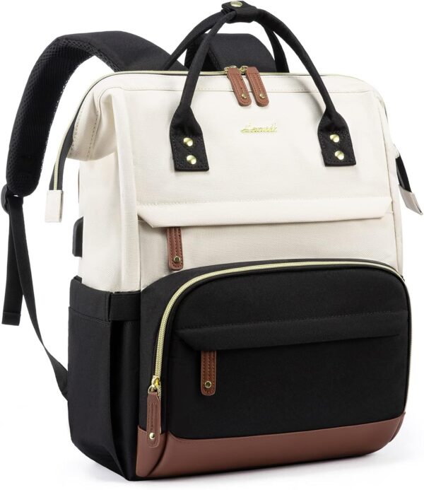 LOVEVOOK Laptop Backpack Travel,Black-White-Brown