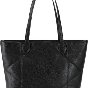 Top Zip Tote Bag for Women Quilted Purse Vegan Leather