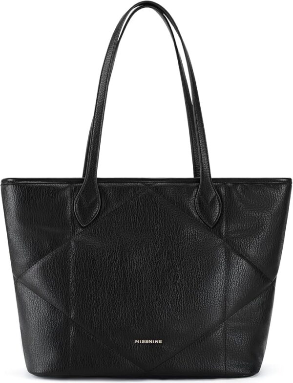 Top Zip Tote Bag for Women Quilted Purse Vegan Leather