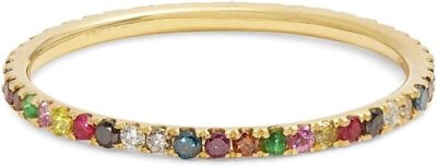 Ileana Makri Classic Thread 18K Yellow Gold & Rainbow