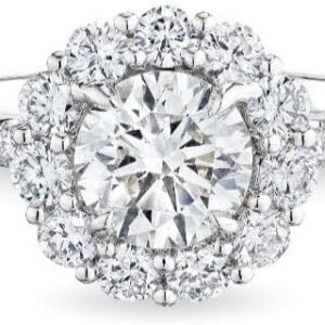 Engagement Ring, 18K White Gold, Round Cut