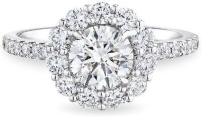 Engagement Ring, 18K White Gold, Round Cut