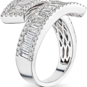 Bypass Ring, 18K White Gold, Tapered Baguettes
