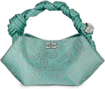 Ganni Flower Crystal Satin Mini Bou Bag