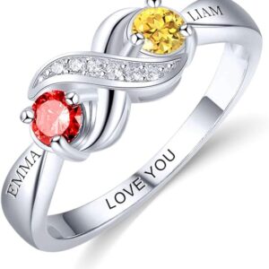 Sterling Silver Personalized ring 2 birthstones