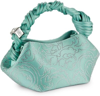 Ganni Flower Crystal Satin Mini Bou Bag - Image 4