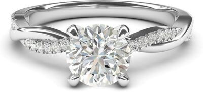 Solid 14k White Gold 4-Prong Petite Twisted Vine