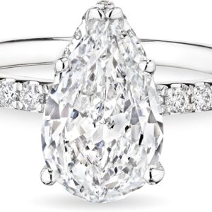 Pear Shape Diamond Ring, 18K White Gold