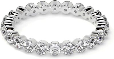 Round Stackable Eternity Diamond Ring, 0.9 CT