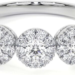 Half Eternity Diamond Ring With Round Halo, 1 CT