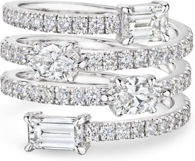 Spiral Diamond Ring, 18KT White Gold