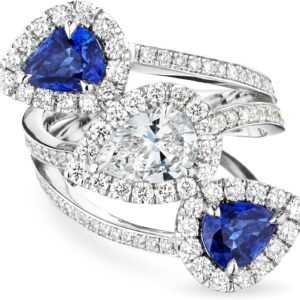 Pear Shape Diamond Spiral Ring, 18K White Gold