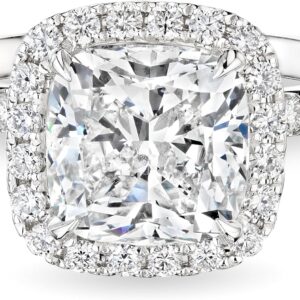 Cushion Cut Diamond Ring, 18K White Gold