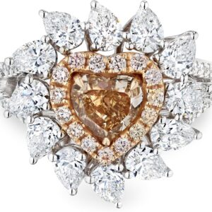 Heart Shape Cut Fancy Brown Orange Diamond Ring